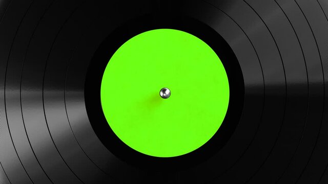 Realistic seamless looping 3D animation of the green label vinyl record rendered in UHD