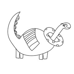 Cute dinosaur goes swimming. Summer holiday. Cool illustration for nursery t-shirt, kids apparel, baby shower party invitation. Simple child design. Vector illustration.