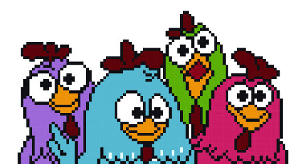 chickens pixel art