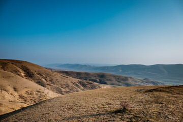 Beautiful landscape in the mountains at summer in daytime. Mountains at the sunset time. Azerbaijan, Caucasus.
