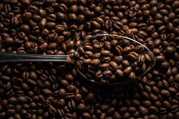 coffee beans in a spoon