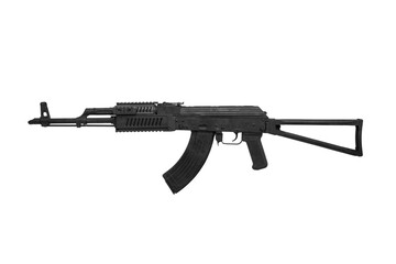 Soviet carbine in modern body kit isolate on a white background. Tuned automatic carbine of the...