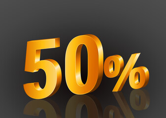 50% off 3d gold, Special Offer 50% off, Sales Up to 50 Percent, big deals, perfect for flyers, banners, advertisements, stickers, offer icons, etc.