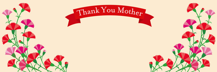 母の日 カーネーション リボン フレーム バナー04