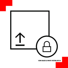 document or folder upload security lock icon. Editable, pixel-perfect line icons