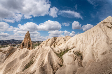 Cappadocia, rock formation and blue sky. Anatolia, Turkey