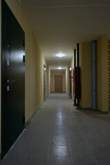 Corridor on the floor of an apartment building in a new building