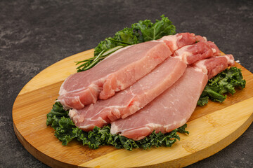 Raw pork steak for cooking