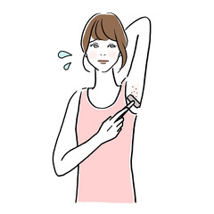 脇毛をそる女性のイラスト