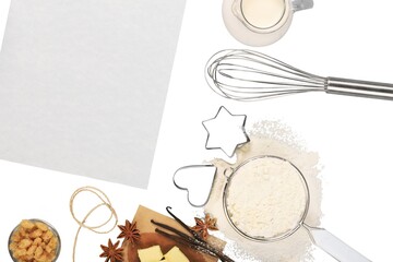 Fototapeta premium Kitchen table with blank cook book.