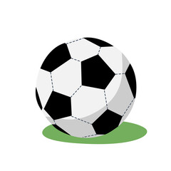 Vector illustration in simple flat style of a soccer ball lies on the grass