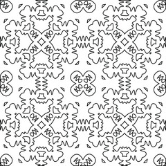 Geometric vector pattern with triangular elements. Seamless abstract ornament for wallpapers and backgrounds. Black and white colors. 