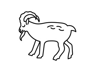 Goat. Chinese horoscope 2027 year. Animal symbol vector illustration. Black line doodle sketch. Editable path