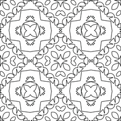  Geometric vector pattern with triangular elements. Seamless abstract ornament for wallpapers and backgrounds. Black and white colors. 