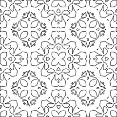  Geometric vector pattern with triangular elements. Seamless abstract ornament for wallpapers and backgrounds. Black and white colors. 