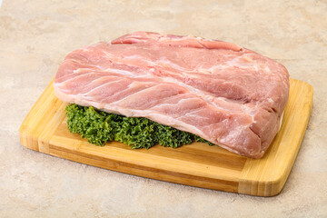 Raw pork loin for cooking