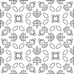  Geometric vector pattern with triangular elements. Seamless abstract ornament for wallpapers and backgrounds. Black and white colors. 