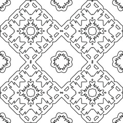  Geometric vector pattern with triangular elements. Seamless abstract ornament for wallpapers and backgrounds. Black and white colors. 