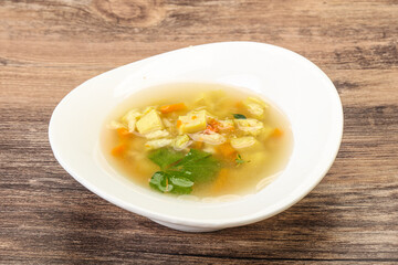 Tasty chicken soup with carrot