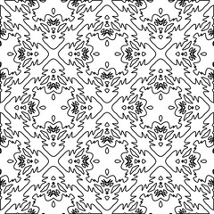  Geometric vector pattern with triangular elements. Seamless abstract ornament for wallpapers and backgrounds. Black and white colors. 