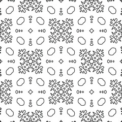  Geometric vector pattern with triangular elements. Seamless abstract ornament for wallpapers and backgrounds. Black and white colors. 