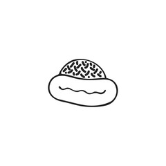 Hand-drawn winter hat, single element. Graphic doodle, sketch, outline drawing isolated on white. Vector illustration