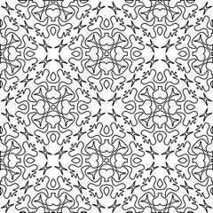  Geometric vector pattern with triangular elements. Seamless abstract ornament for wallpapers and backgrounds. Black and white colors. 