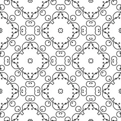  Geometric vector pattern with triangular elements. Seamless abstract ornament for wallpapers and backgrounds. Black and white colors. 