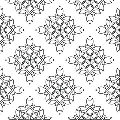  Geometric vector pattern with triangular elements. Seamless abstract ornament for wallpapers and backgrounds. Black and white colors. 