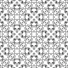  Geometric vector pattern with triangular elements. Seamless abstract ornament for wallpapers and backgrounds. Black and white colors. 