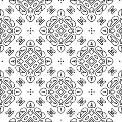  Geometric vector pattern with triangular elements. Seamless abstract ornament for wallpapers and backgrounds. Black and white colors. 