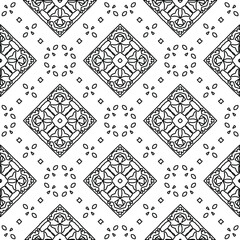 Obraz premium Geometric vector pattern with triangular elements. Seamless abstract ornament for wallpapers and backgrounds. Black and white colors. 