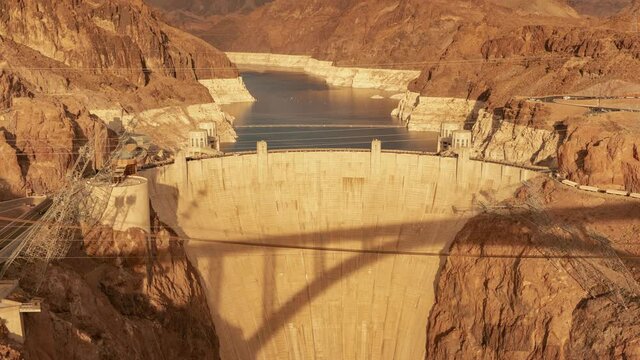 Hoover Dam Lake Mead NRA Tourists Traffic Time Lapse Nevada and Arizona USA
