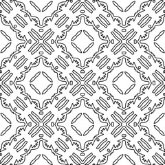 Geometric vector pattern with triangular elements. Seamless abstract ornament for wallpapers and backgrounds. Black and white colors. 