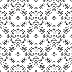 Geometric vector pattern with triangular elements. Seamless abstract ornament for wallpapers and backgrounds. Black and white colors. 