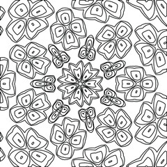 
 Geometric vector mandala with triangular elements. abstract ornament for wallpapers and backgrounds. Black and white colors. 