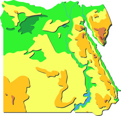 Egypt relief physical hypsometric map vector illustration