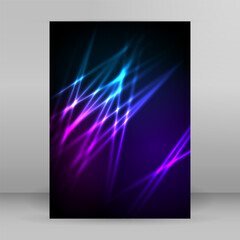 Purple background advertising brochure design elements. Blurry light glowing graphic form police siren at night colors. Vector illustration EPS 10 for booklet layout, wellness leaflet, newsletters