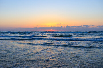 The amazing sunset on the sea at Tel Aviv Tzuk beach