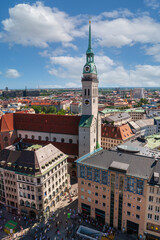 Fototapeta na wymiar Top view of Munich, St. Peter's Church