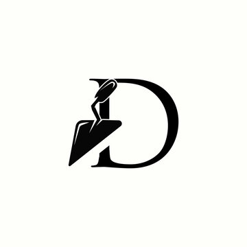 recommend clip art: logo letter d with icon trowel tool for home repair vector design