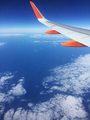 wing of airplane in sky