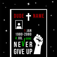 Never Give Up concept vector illustration. Fist aimed to the stars - 425268739