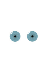 Vector illustration of blue eyes. White highlights on blue eyes. Blue lenses. Eye. Isolated. Optics.