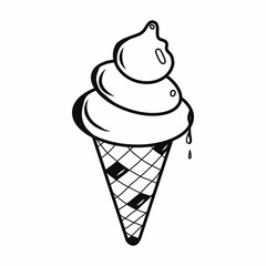 Contour waffle ice cream icon illustration. Idea for decors, logo, ornaments, wallpapers, gifts, damask, paper, templates, celebrations, summer holidays, food sweet themes. Isolated black vector.