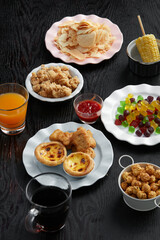 Tasty many times colorful children's food on the table