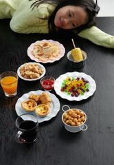 Tasty many times colorful children's food on the table