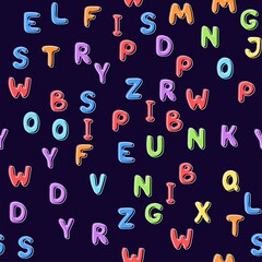 Vector illustration. Seamless pattern of colorful English letters