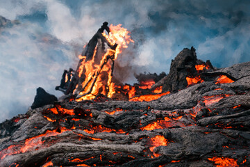Icelandic volcano eruption 23rd March / Erupcja wulkanu Islandia 23 Marzec - obrazy, fototapety, plakaty