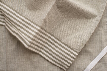 fabric with stripes. Linnen beige background